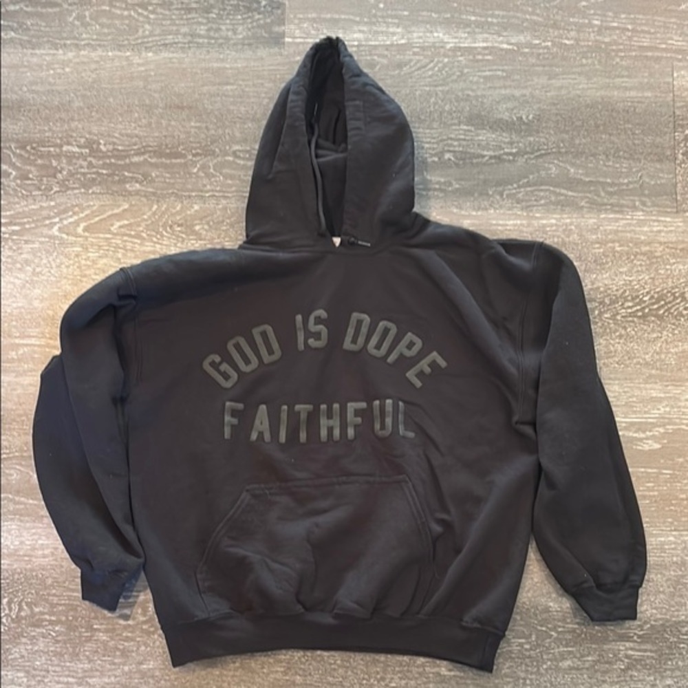 Black Hoodie with 'God Is Dope Faithful' Print